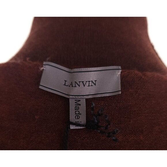 Lanvin Wool Turtleneck Knit Sweater Size XL Slim Mens Burgundy - Picture 10 of 16